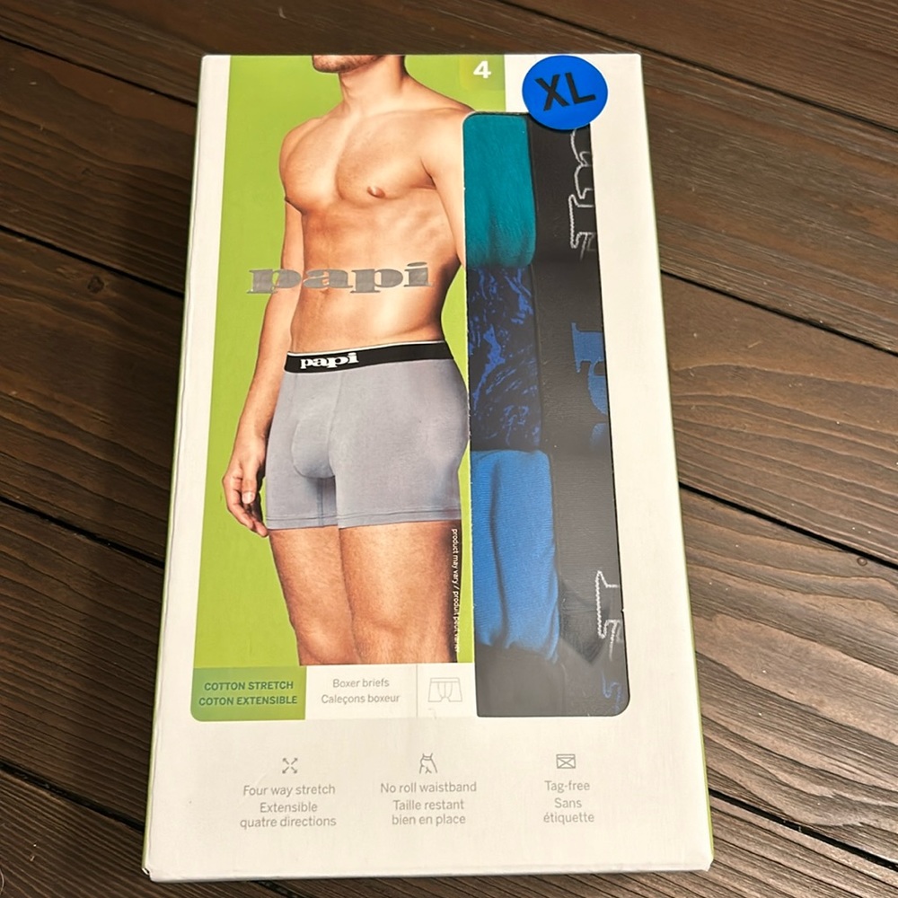 Papi Cotton Stretch Men's Boxer Briefs 4-Pack XL NWT